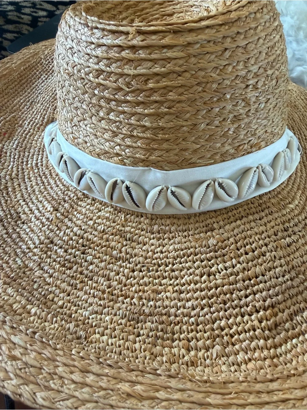 🔘San Diego Hat Company Straw Sun Hat with White Shell Trim